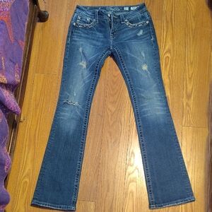 Miss Me Blue Flare Jeans with Distressed Details